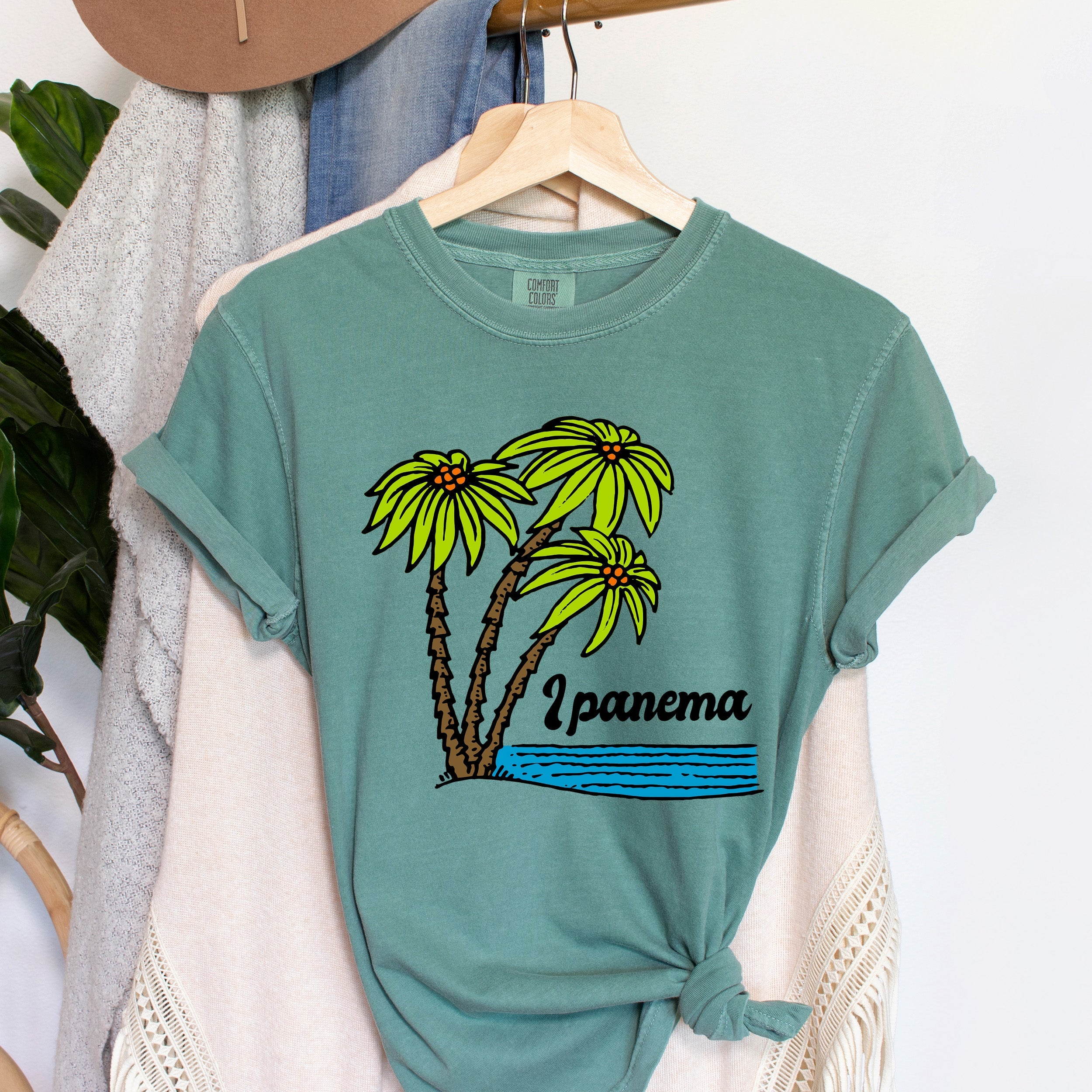 Ipanema Beach And Palms Sunset Vibes Coastal Escape Ocean Breeze Paradise Edition Comfort Colors Tee