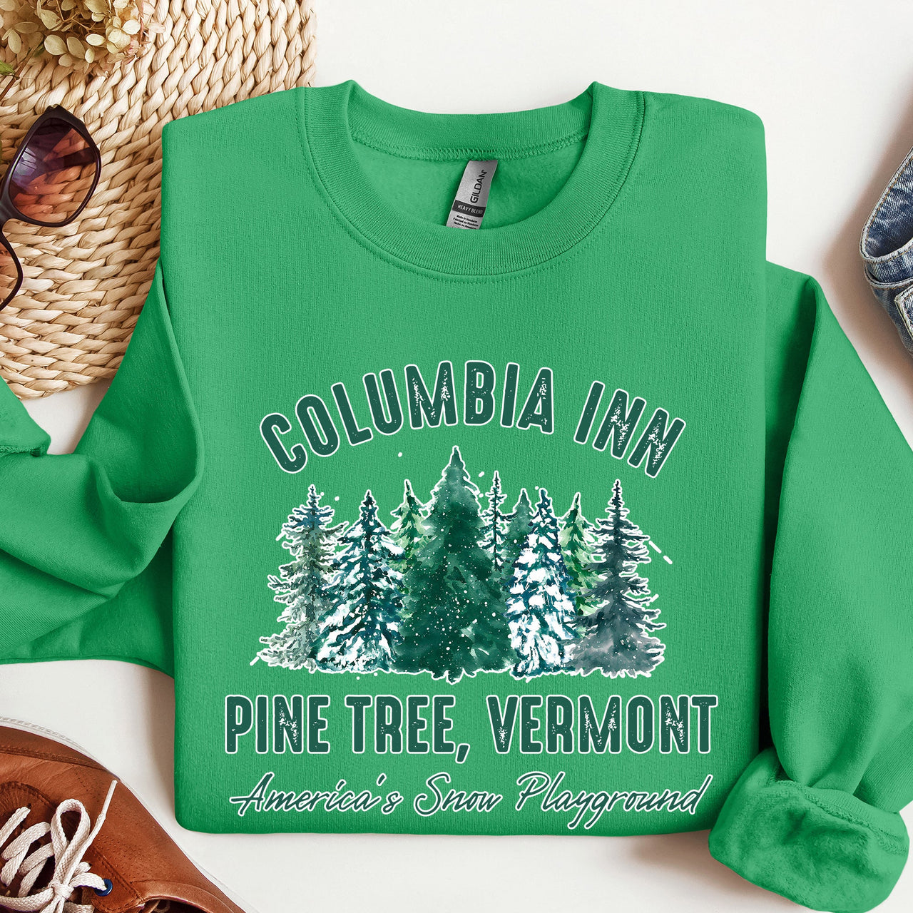 Columbia Inn White Christmas Movie Classic Musical Cozy Vintage Inspired Sweatshirt