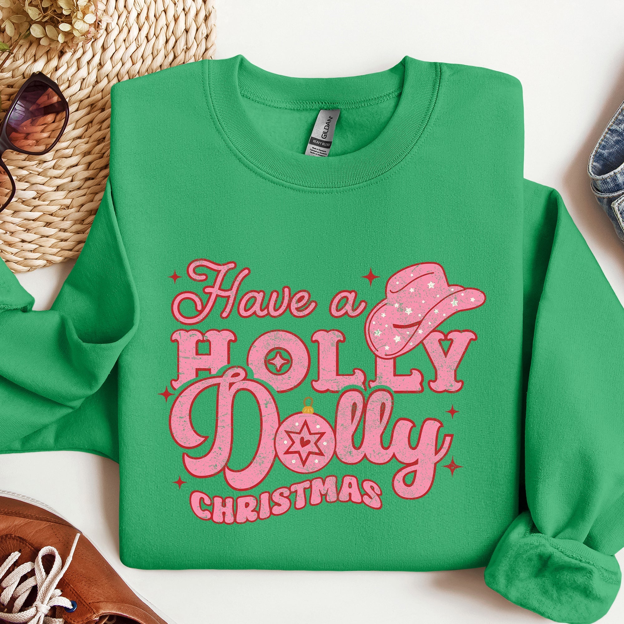 Holly Dolly Christmas Country Music Holiday Cheer Festive Cozy Vibe Graphic Sweatshirt