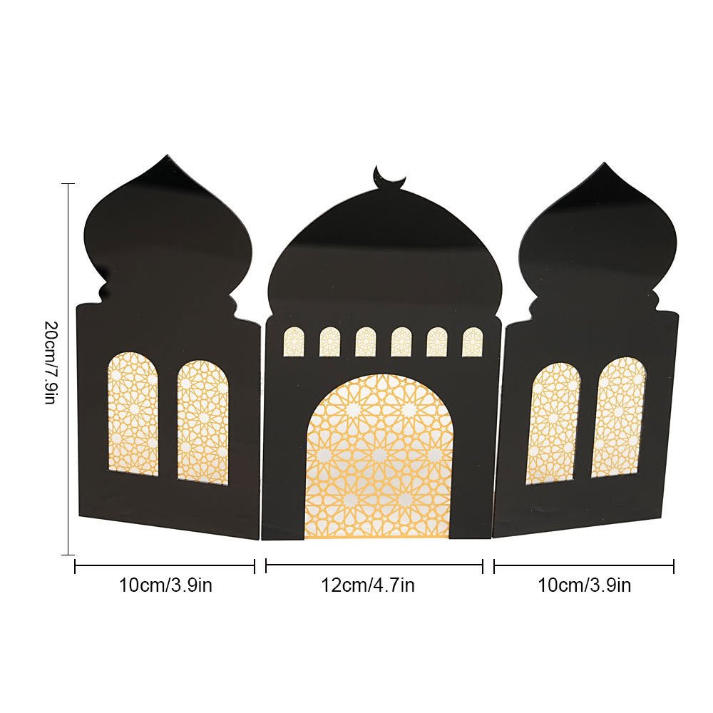 Islamic Acrylic Folding Screen Hollow Pattern Desktop Decor (MAC402)