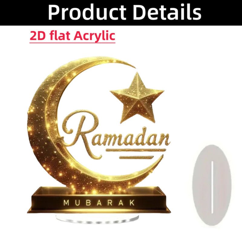 Islamic Crescent with Islamic Motifs Acrylic Desktop Ornament (MAC398)