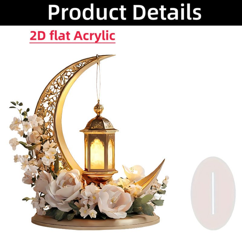 Islamic Crescent with Islamic Motifs Acrylic Desktop Ornament (MAC398)
