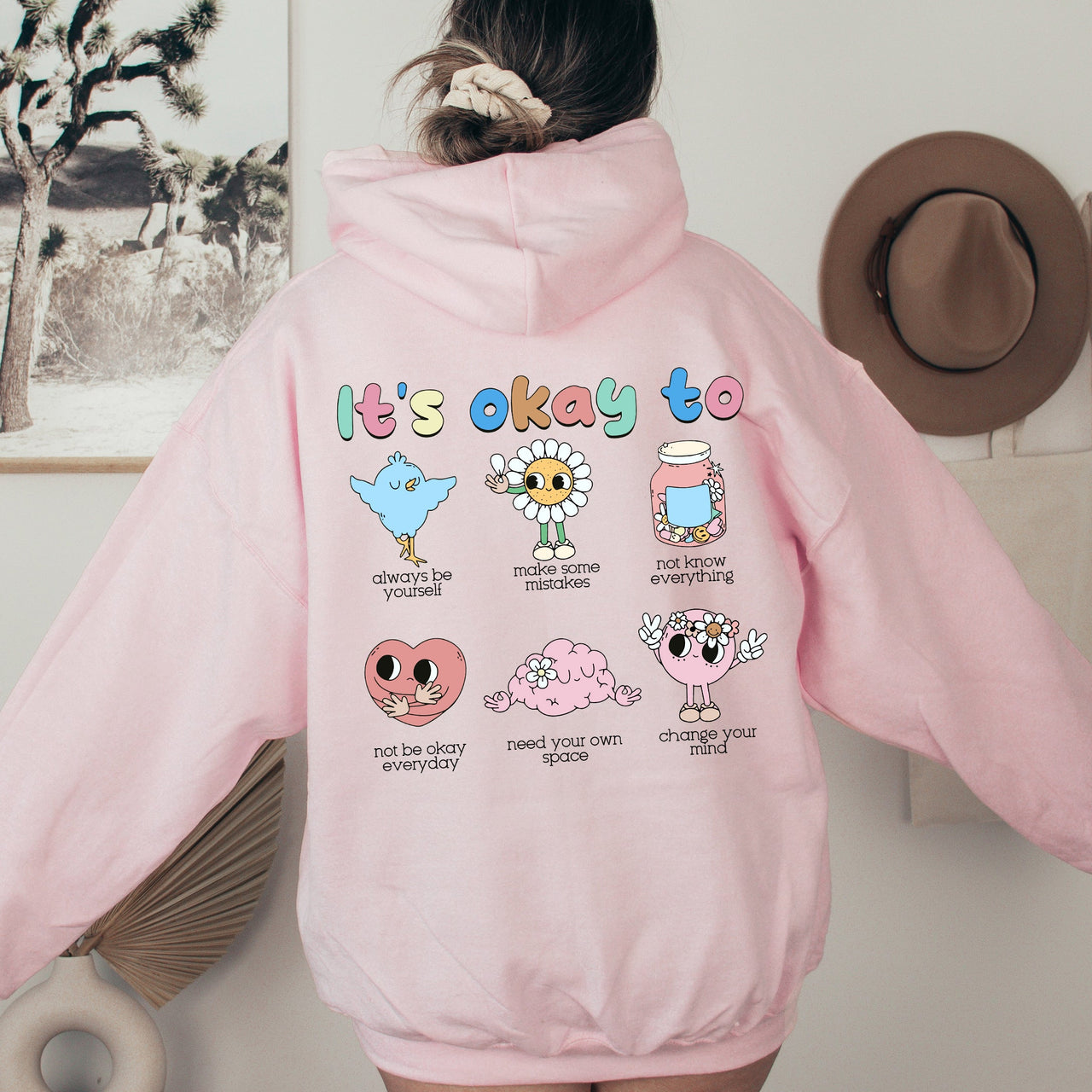 It's Ok To Positivity Kindness Mental Health Everyday Comfort Cozy Hooded Sweatshirt