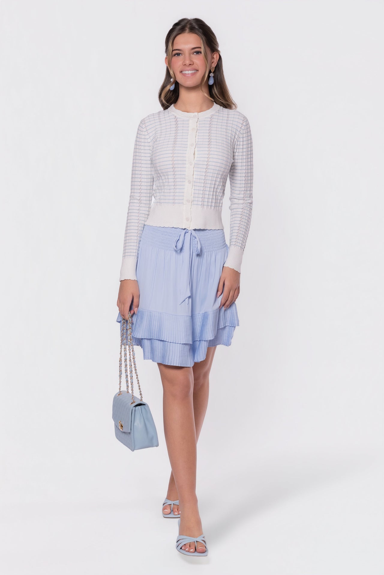 Jessie Cardigan (White/Blue)