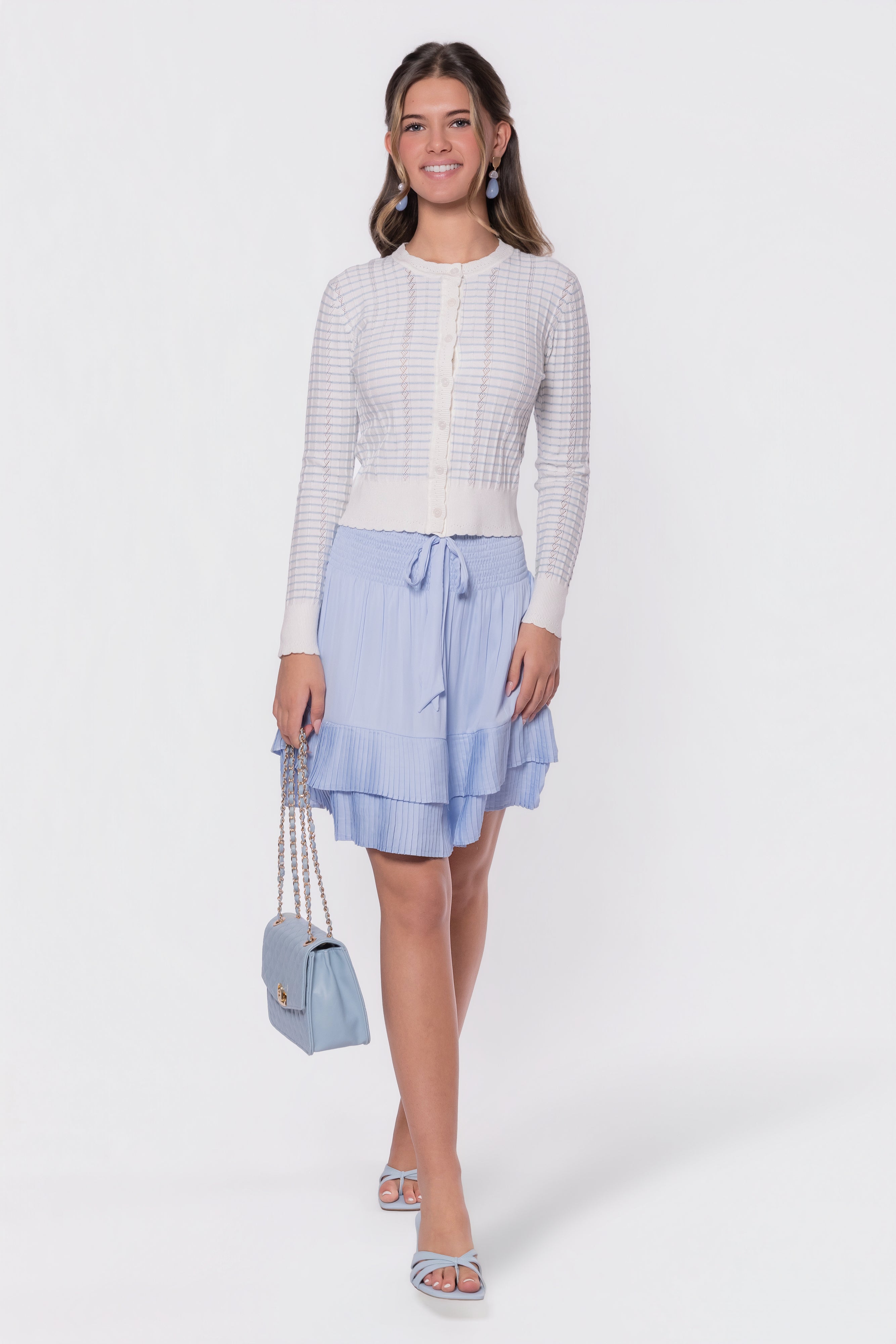 Jessie Cardigan (White/Blue)