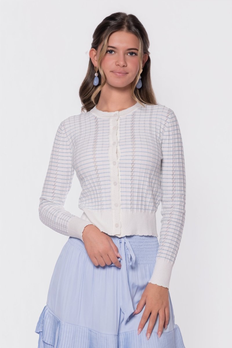 Jessie Cardigan (White/Blue)