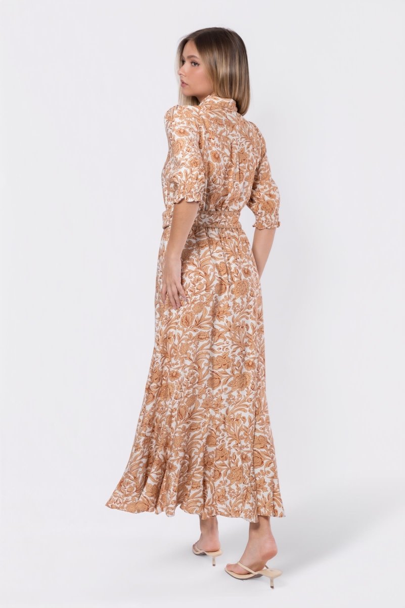 Karen Dress (White/Khaki)