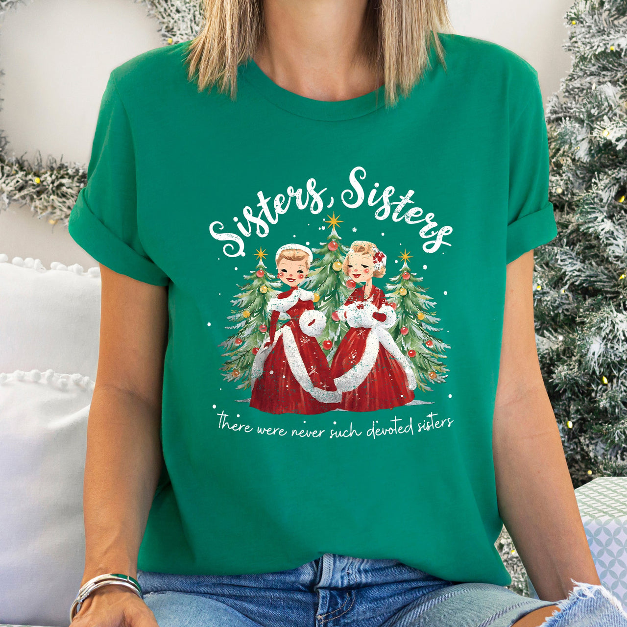 Sisters White Christmas Movie Musical Vintage Theatrical Tribute Inspired By Classic Film Poster Graphic Tee