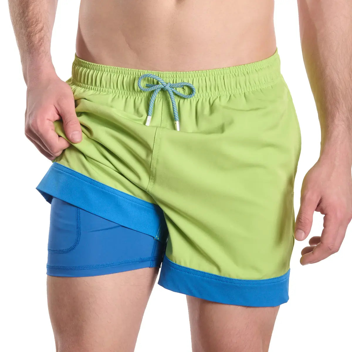 Men’s Premium Compression-Lined Hybrid Shorts – Key Lime