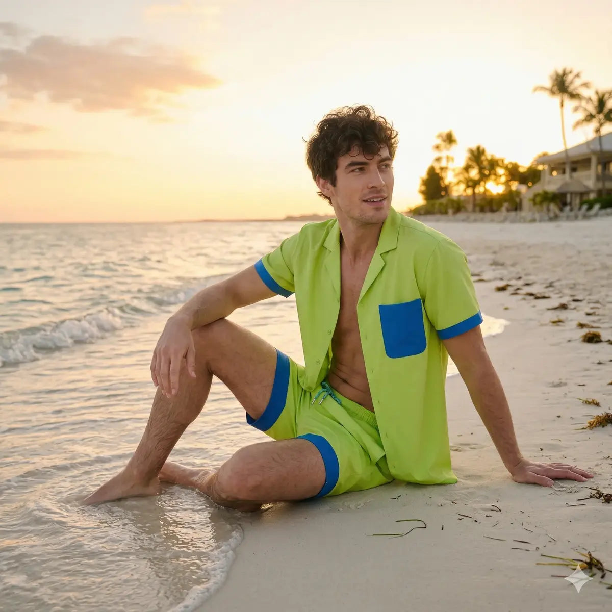 Men’s Short Sleeve Tailored Fit Button-Down Shirt – Key Lime