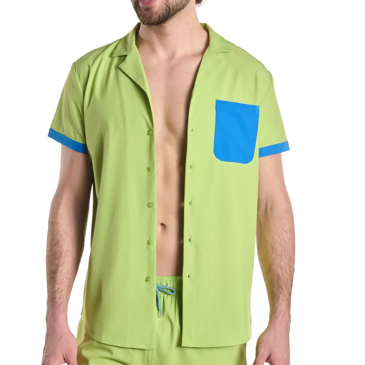 Men’s Short Sleeve Tailored Fit Button-Down Shirt – Key Lime