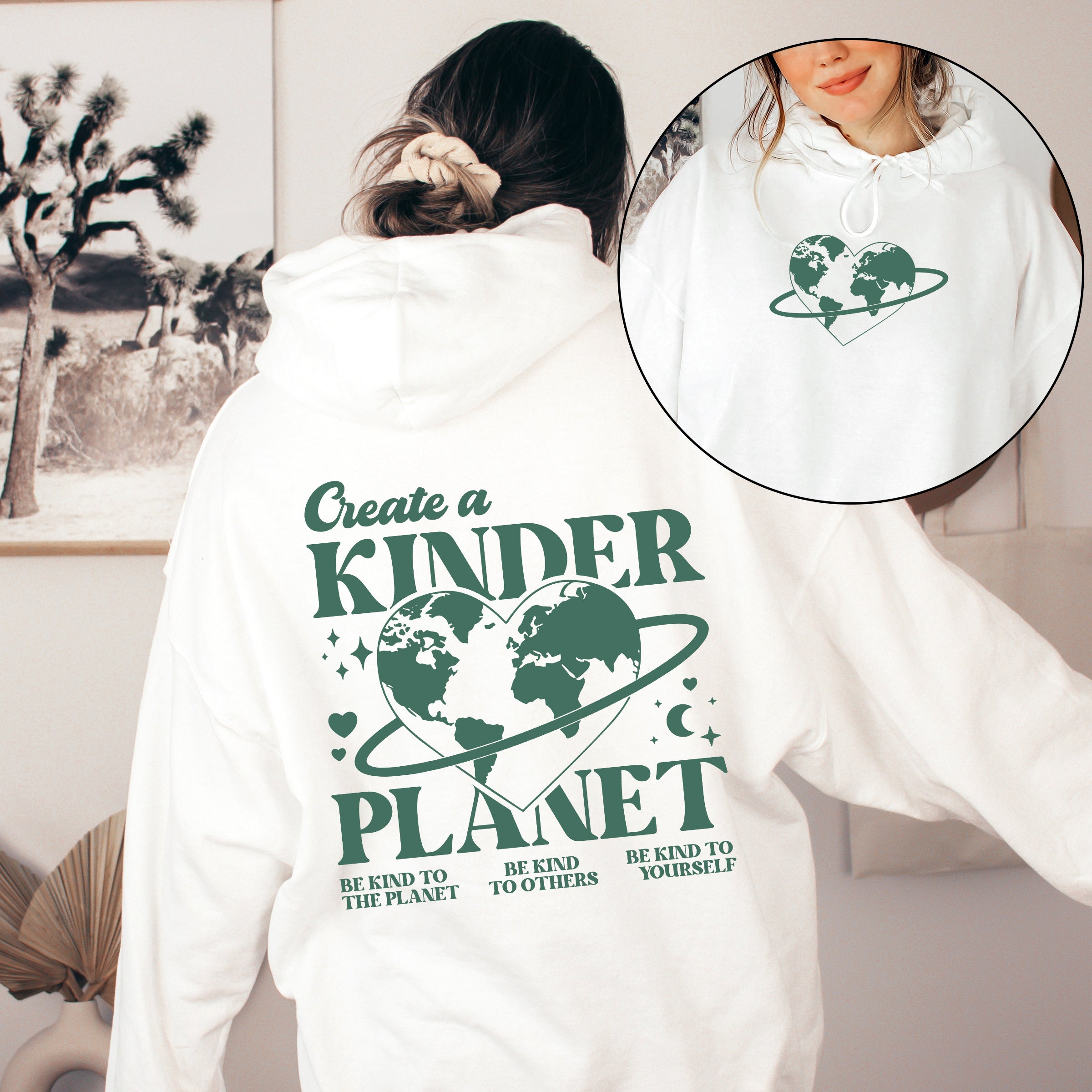 Create A Kinder Planet Environment Positivity Kindness Mental Health Hooded Sweatshirt