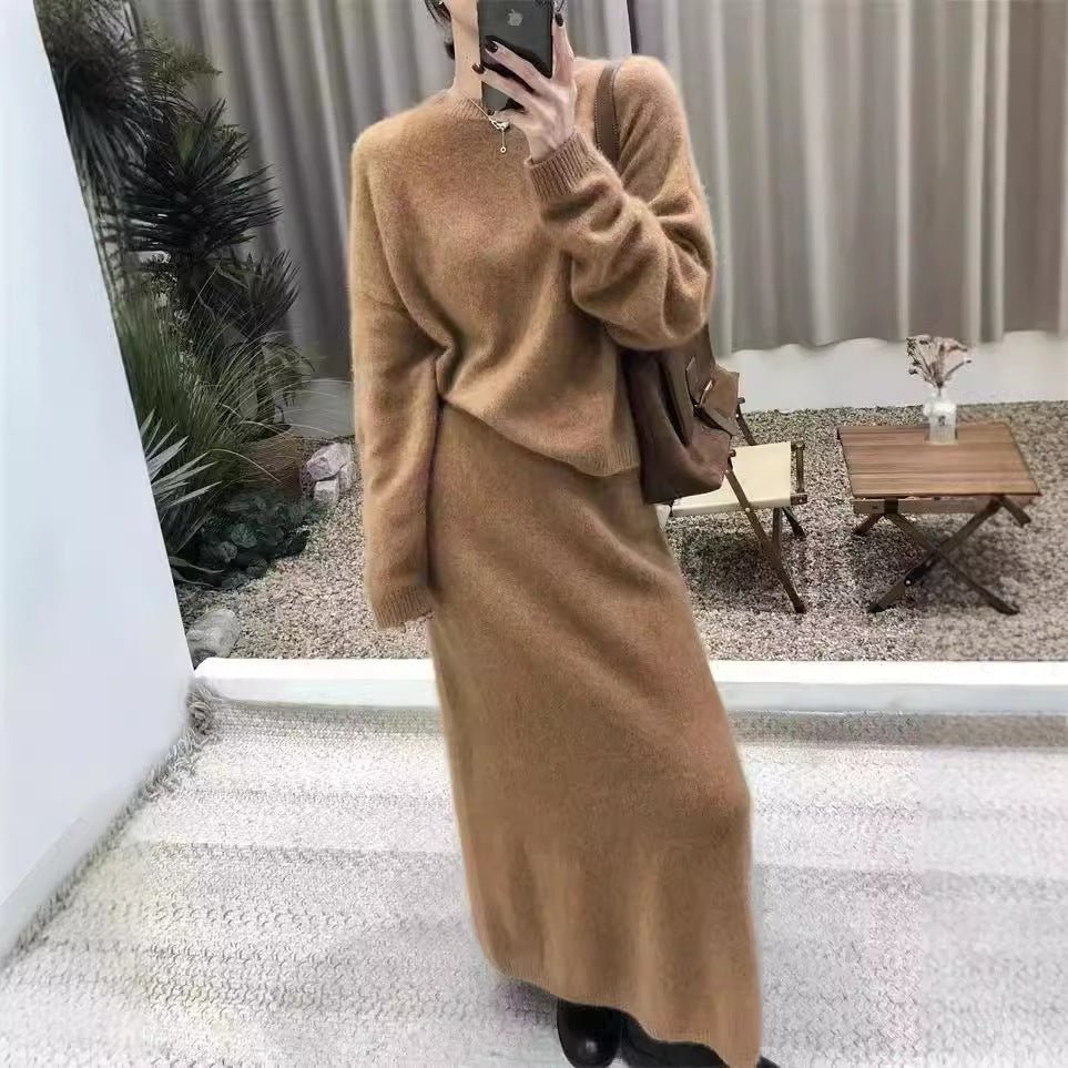 Knit Sweater & Straight Skirt Set | Autumn Winter Two-Piece Outfit(MS161)