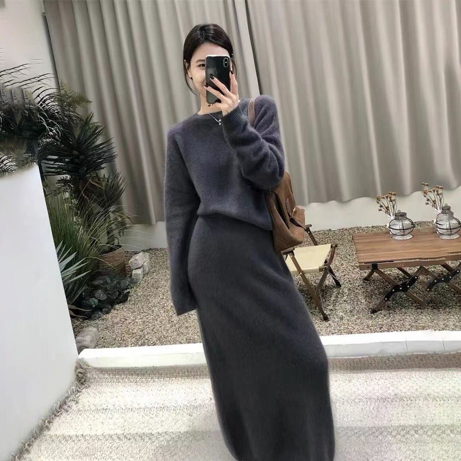 Knit Sweater & Straight Skirt Set | Autumn Winter Two-Piece Outfit(MS161)