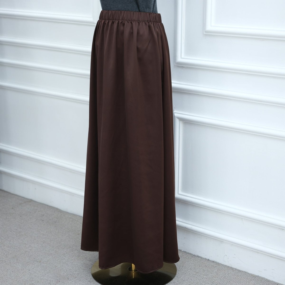 Lace Trim Contrast Panel Satin Top(MS407)