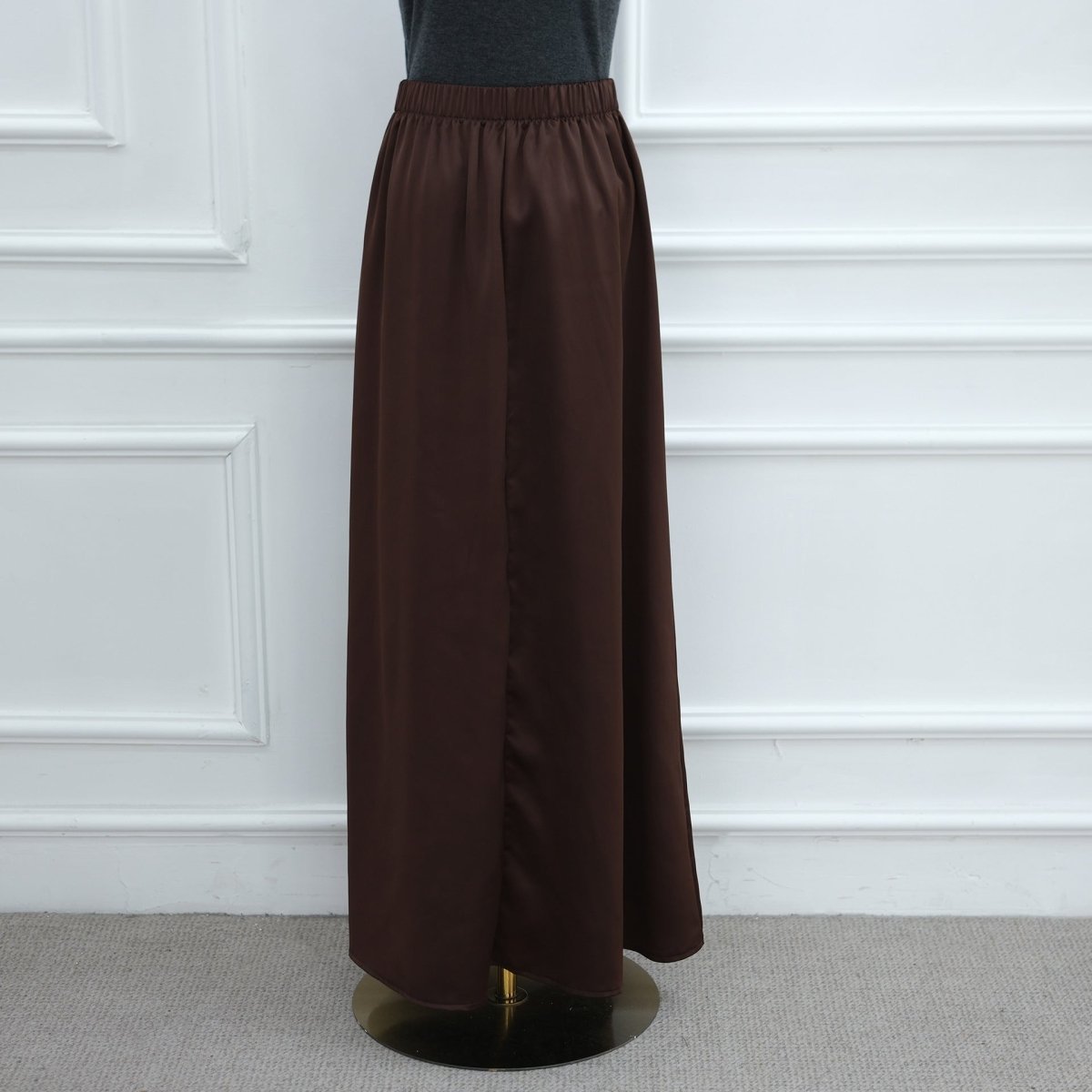 Lace Trim Contrast Panel Satin Top(MS407)