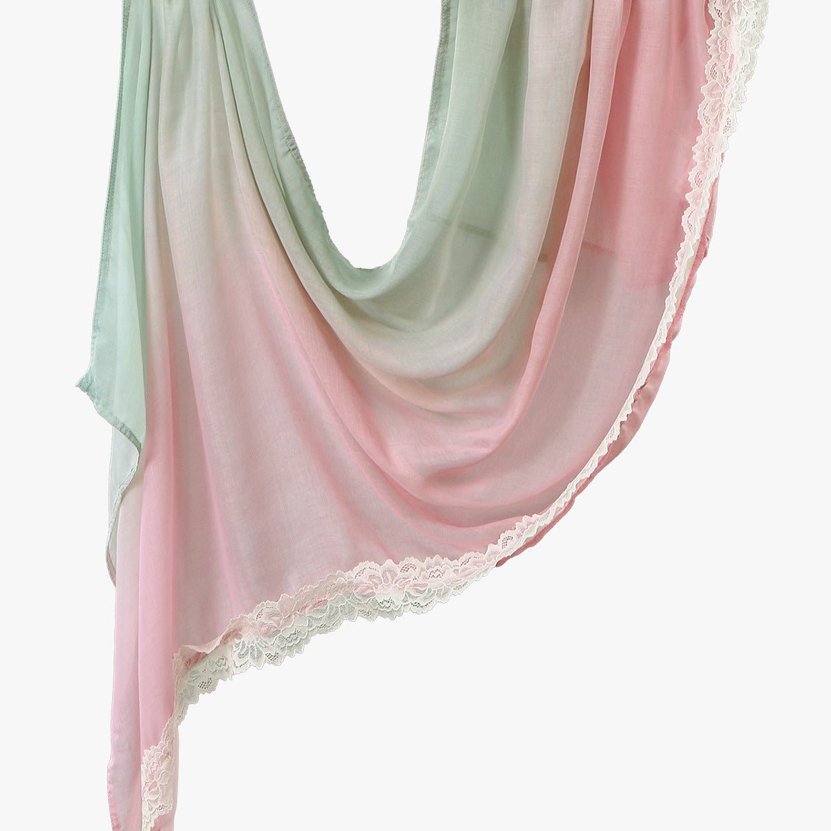 Lace Trim Print Hijab Shawl(MH224)