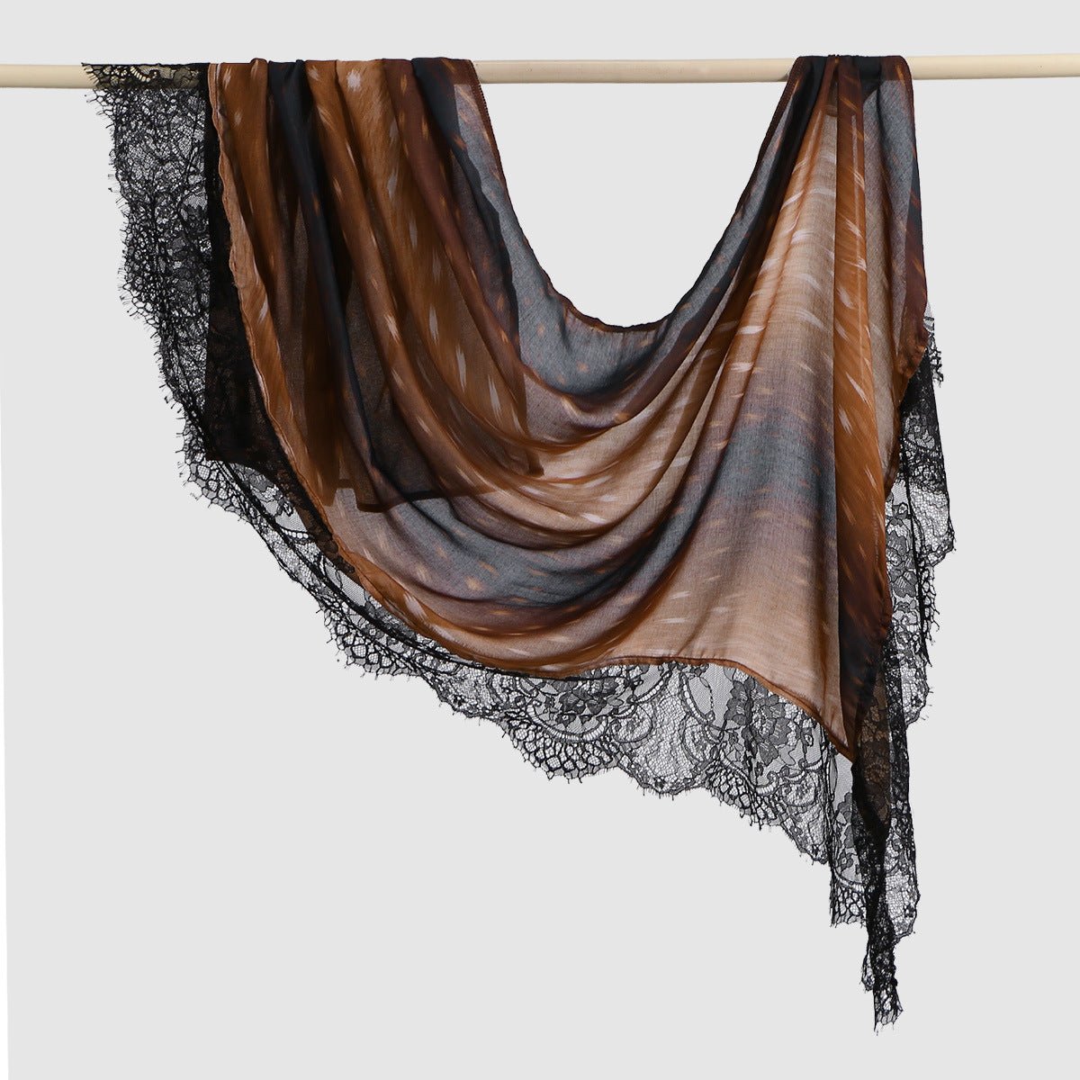 Lace Trim Print Hijab Shawl(MH224)