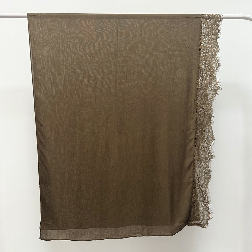 Lace Trim Rayon Hijab Scarf(MH211)