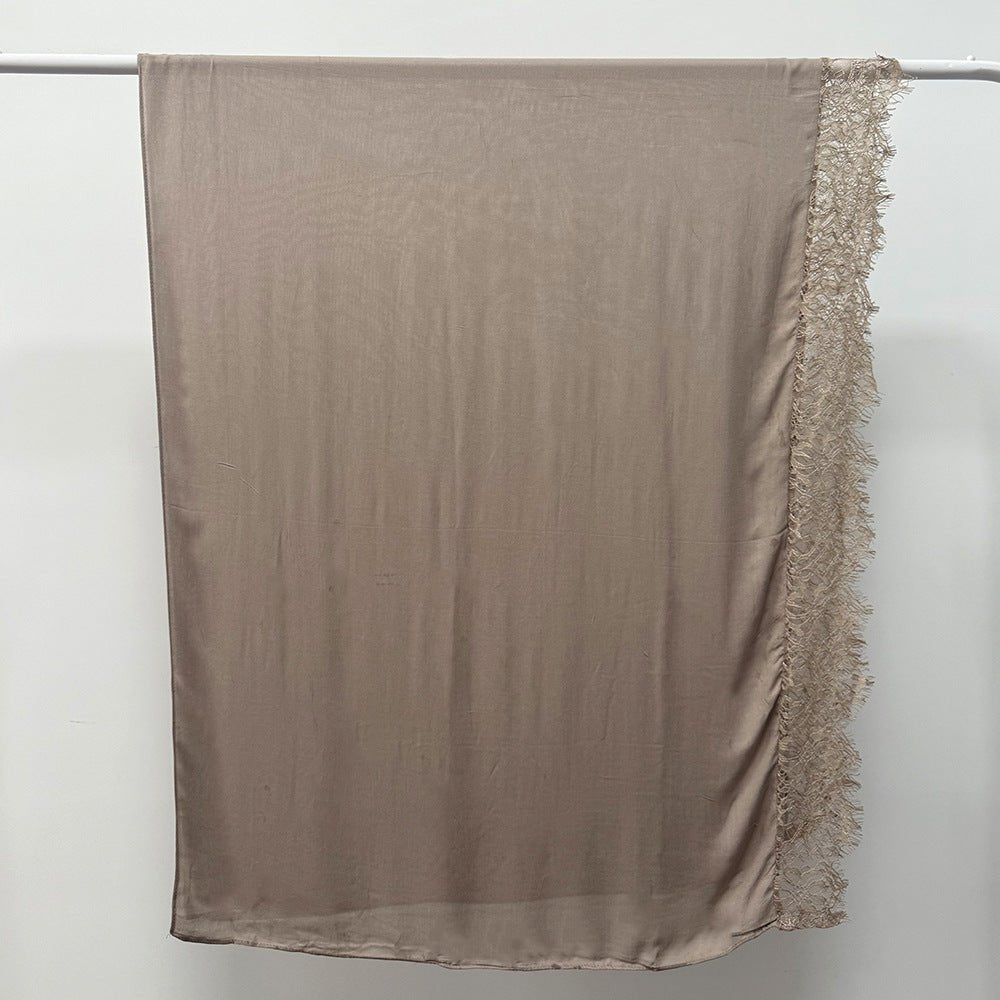 Lace Trim Rayon Hijab Scarf(MH211)