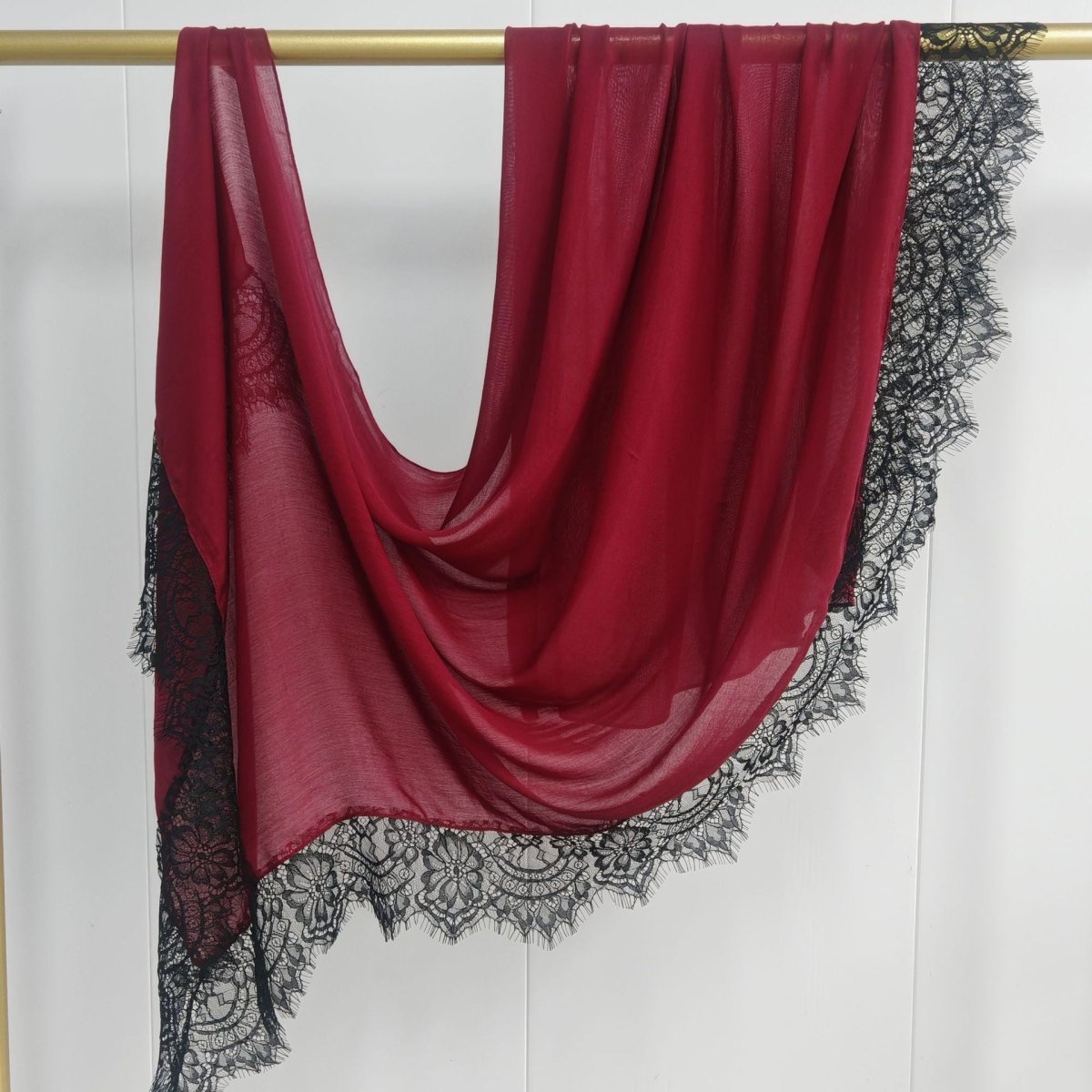 Lace Trim Rayon Hijab Scarf(MH211)
