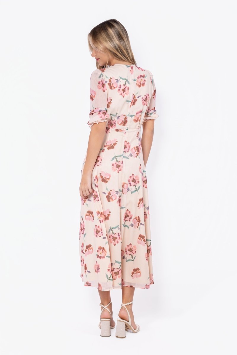 Lana Dress (Beige/Pink)