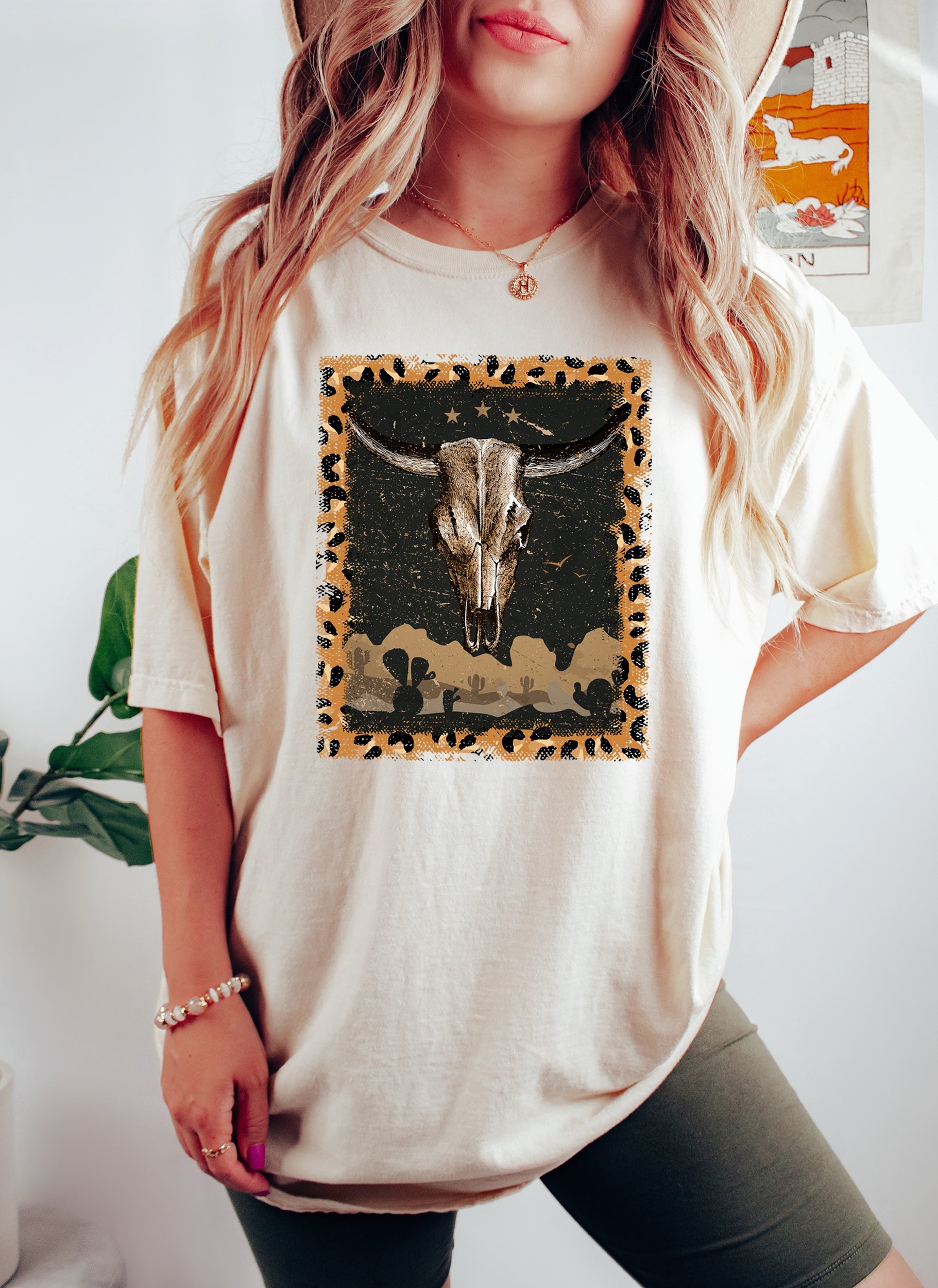 Western Desert With Leopard Print Comfort Colors Tee Soft Cotton Jersey For Everyday Casual Wear