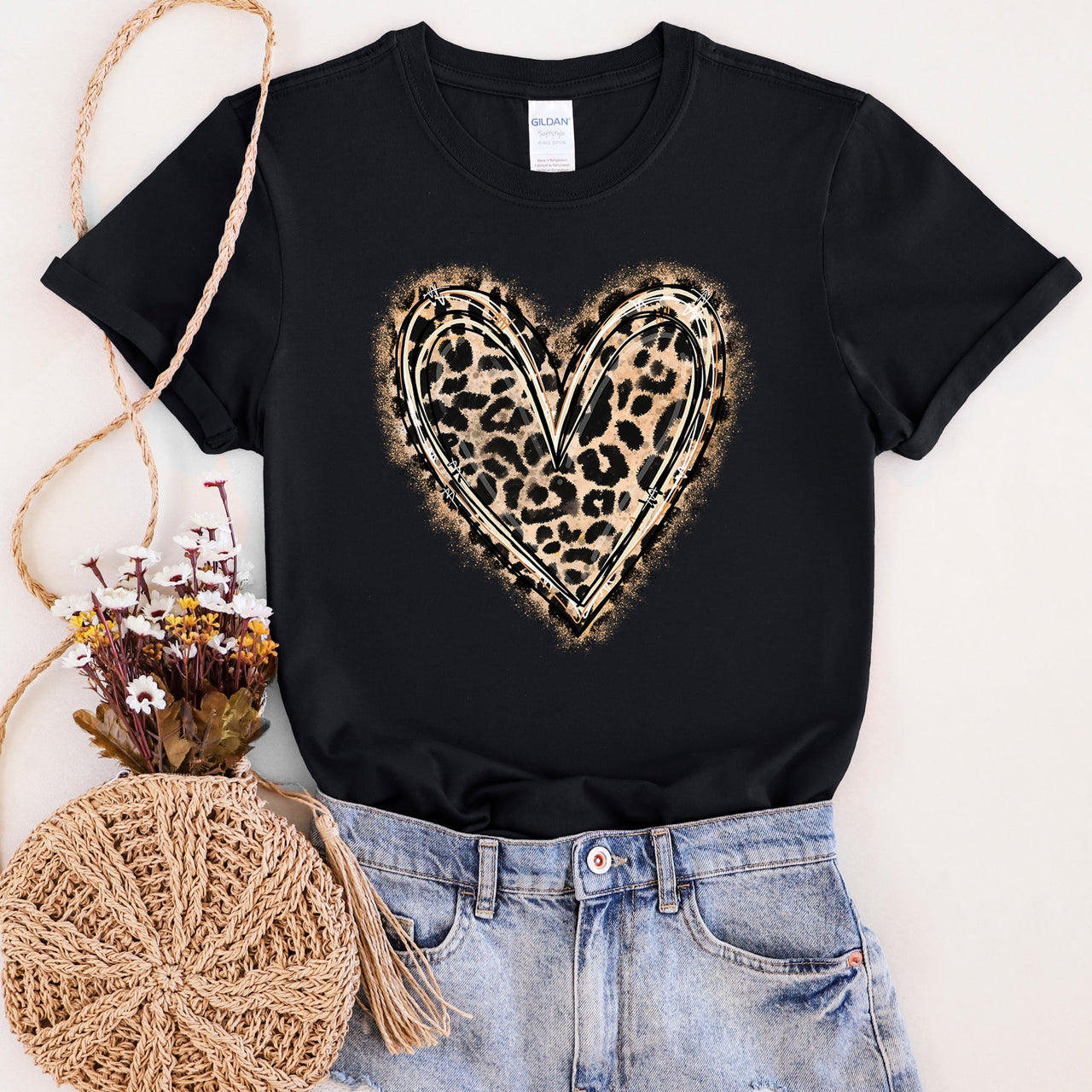 Leopard Print Heart Valentine's Day Luxe Super Soft Cotton Premium Lux Graphic Tee