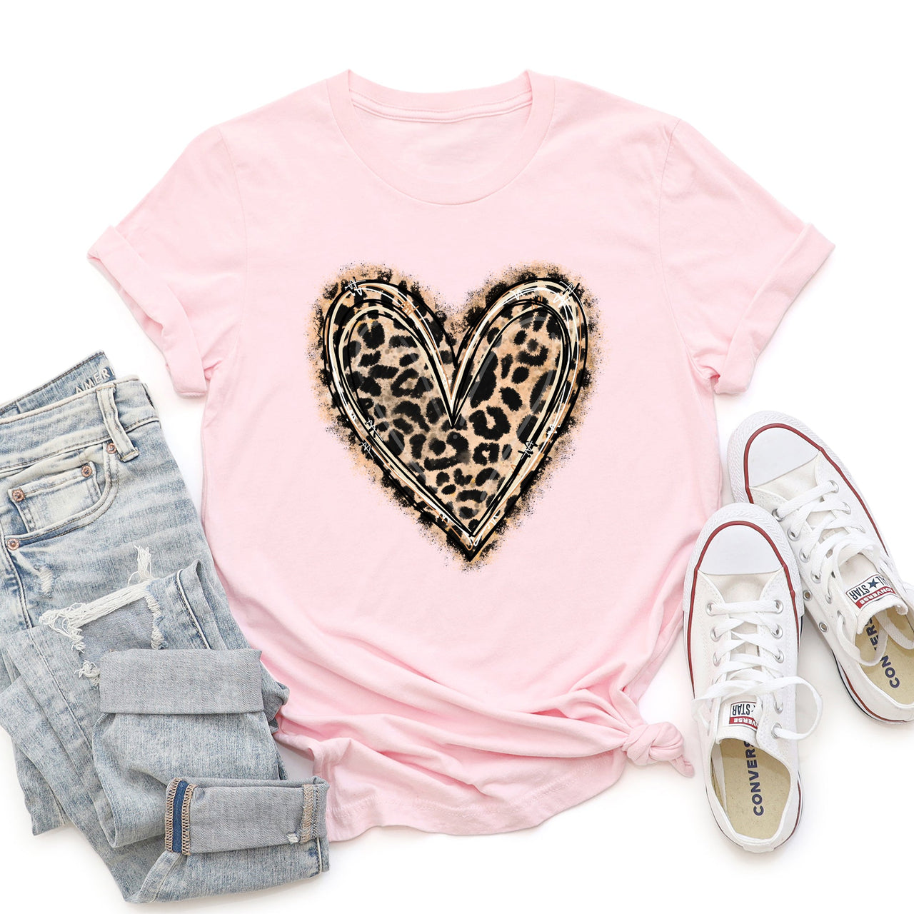 Leopard Print Heart Valentine's Day Luxe Super Soft Cotton Premium Lux Graphic Tee