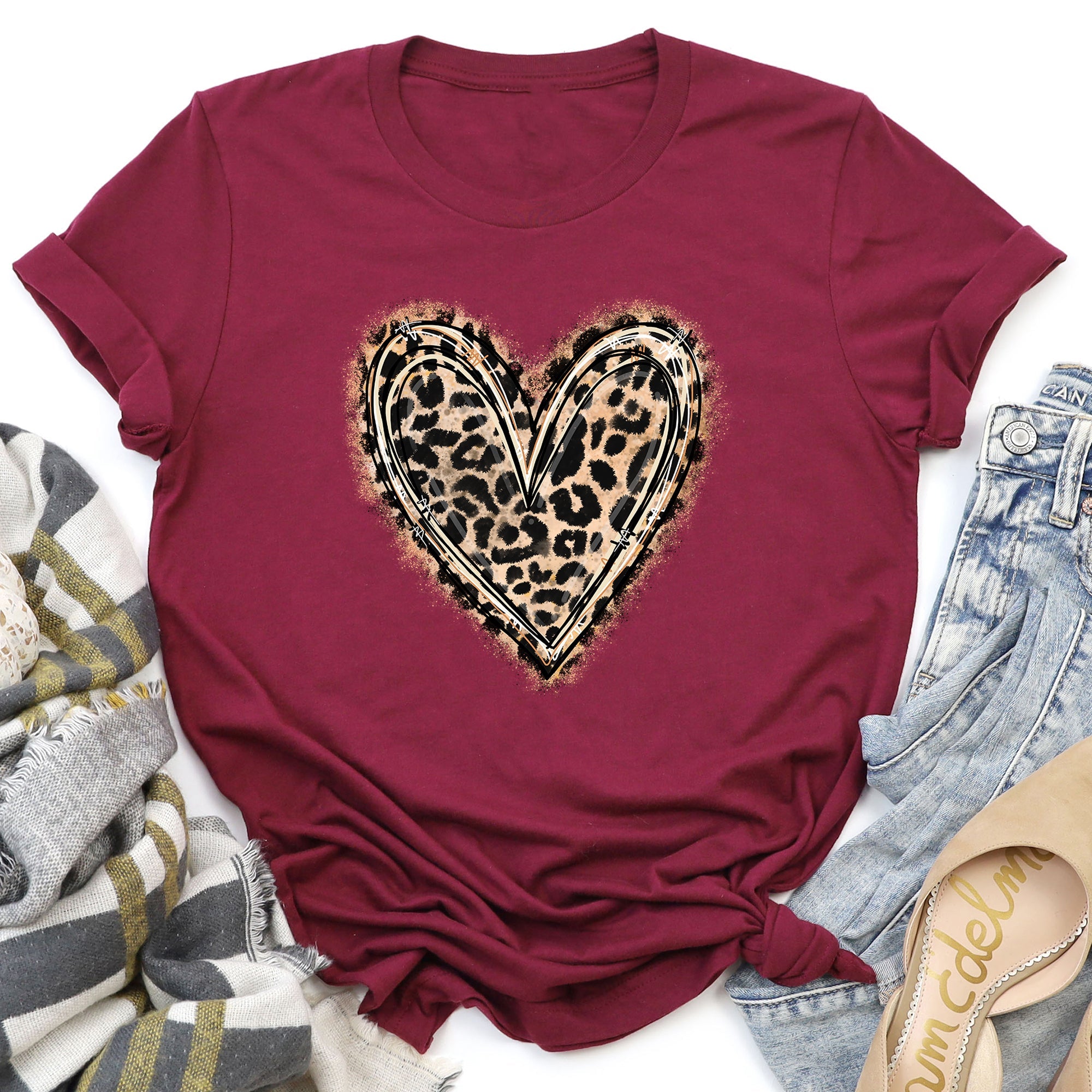 Leopard Print Heart Valentine's Day Luxe Super Soft Cotton Premium Lux Graphic Tee