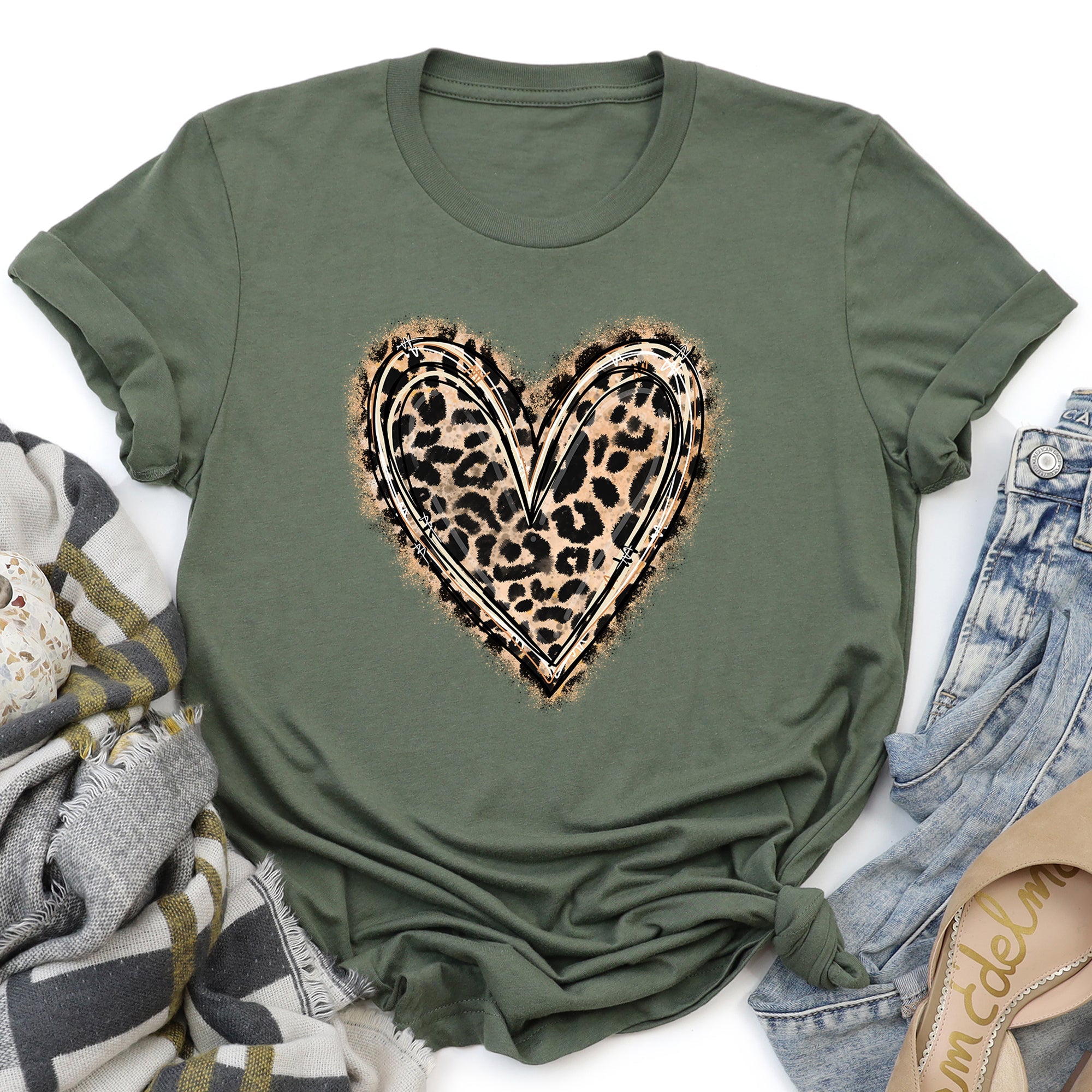 Leopard Print Heart Valentine's Day Luxe Super Soft Cotton Premium Lux Graphic Tee