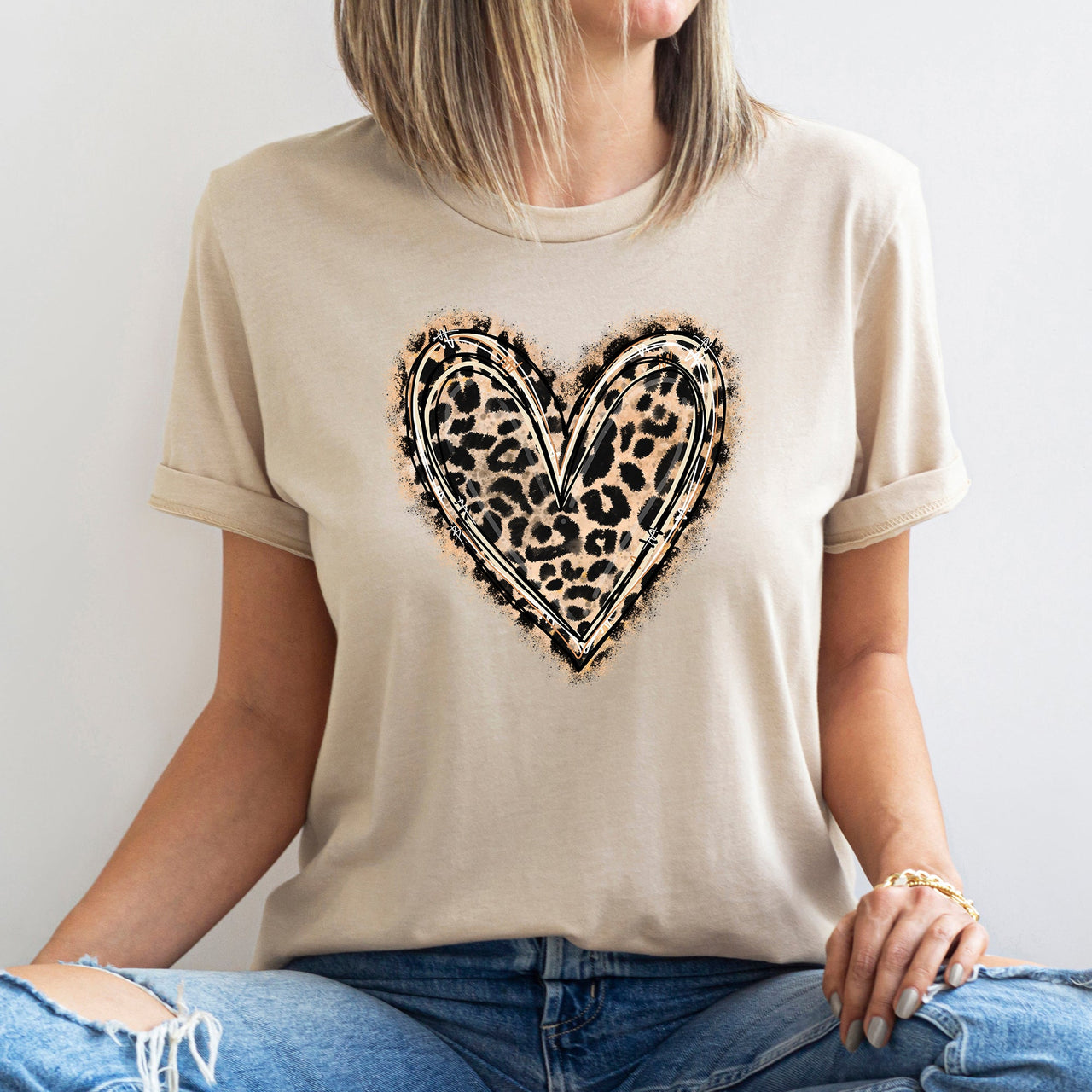 Leopard Print Heart Valentine's Day Luxe Super Soft Cotton Premium Lux Graphic Tee