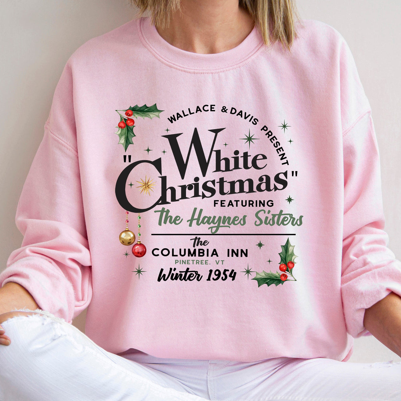 White Christmas Movie Classic Musical Vintage Style Graphic Print Premium Sweatshirt