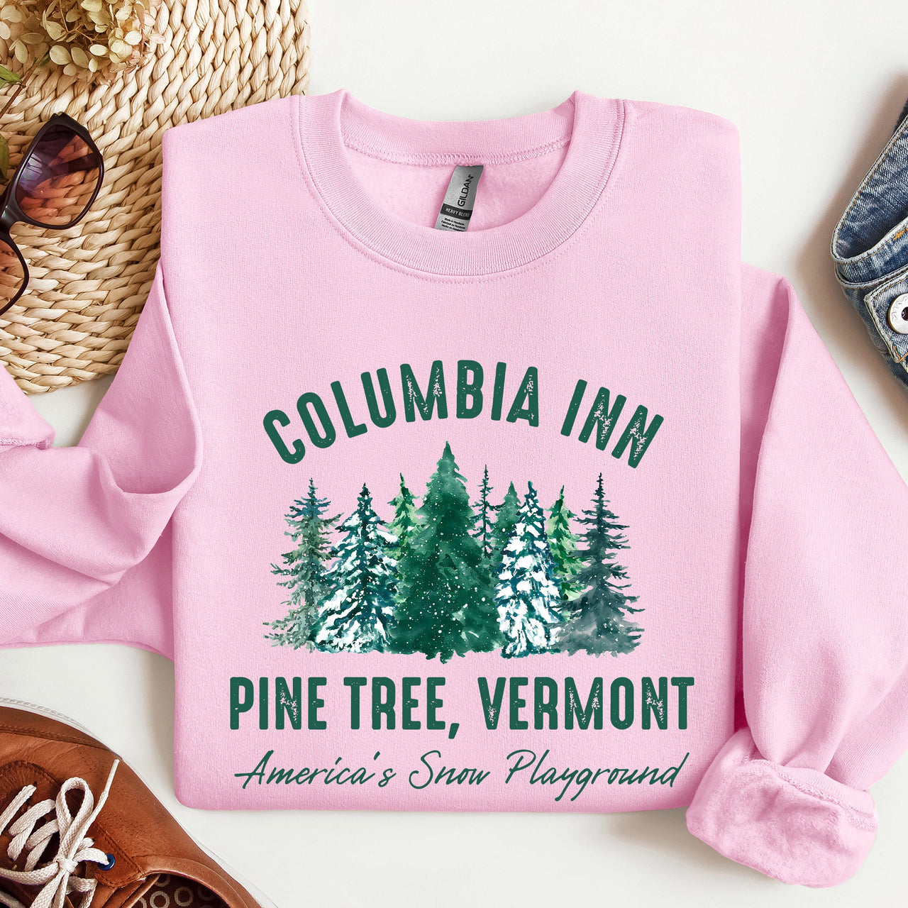 Columbia Inn White Christmas Movie Classic Musical Cozy Vintage Inspired Sweatshirt