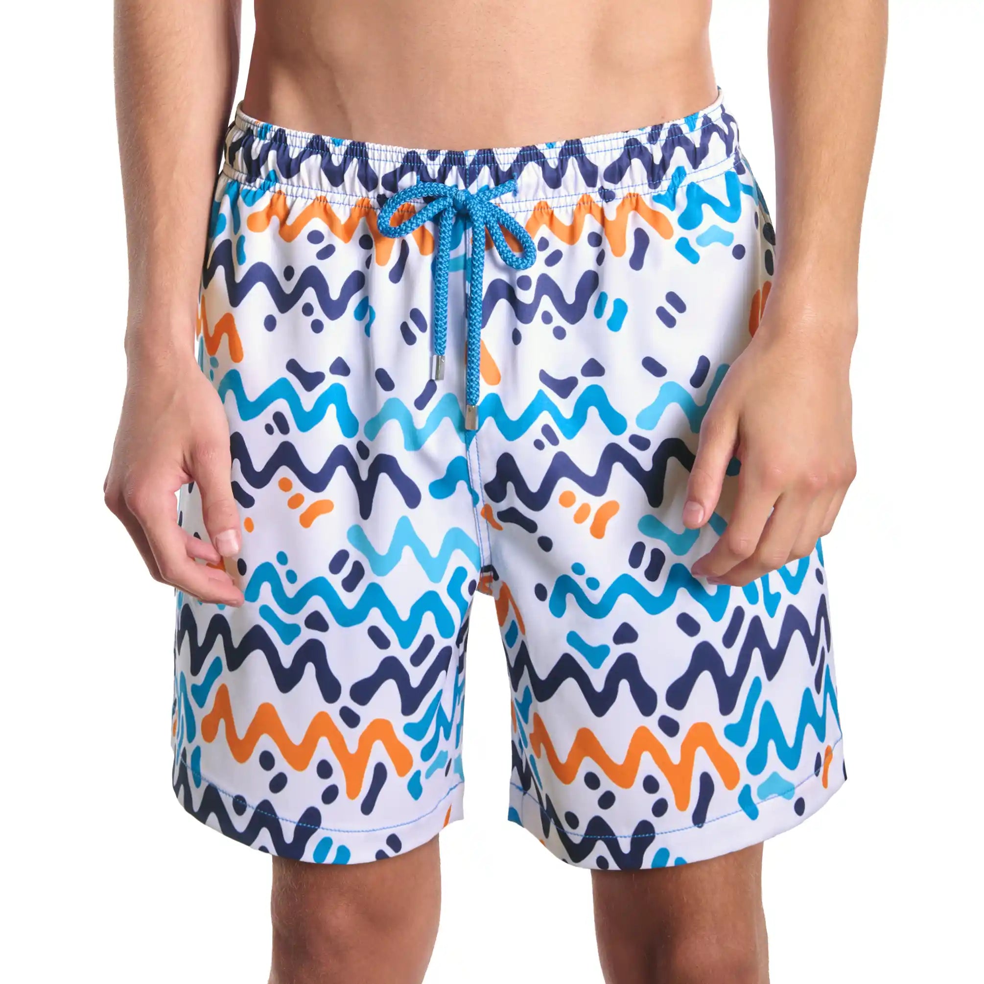 Men’s Premium Compression-Lined Hybrid Shorts – Line Rush-Ocean and Sol