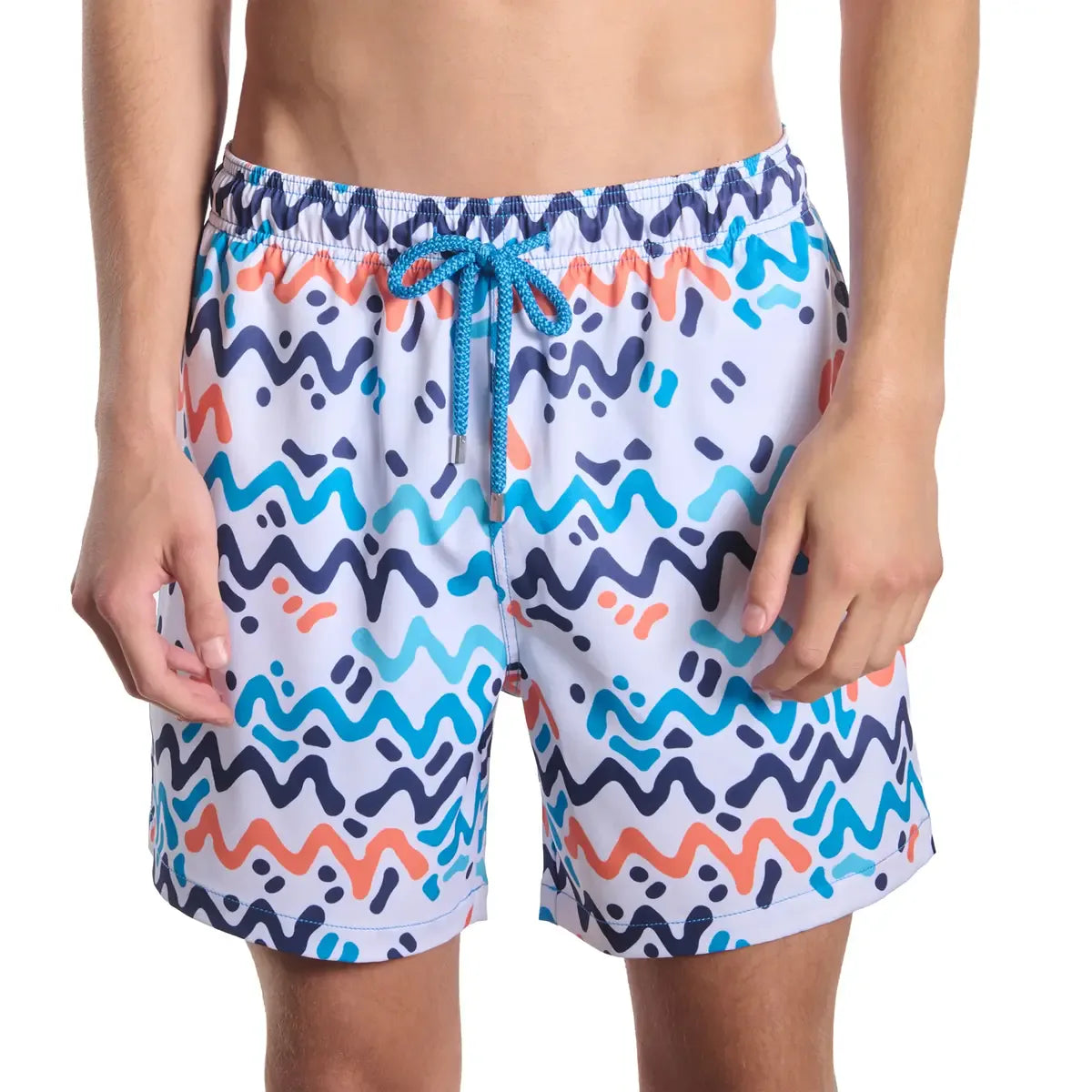 Men’s Premium Compression-Lined Hybrid Shorts – Line Rush-Ocean and Sol