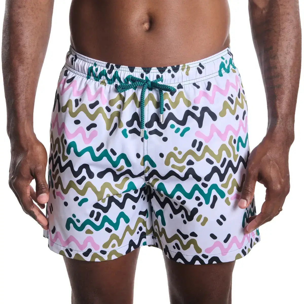 Men’s Premium Compression-Lined Hybrid Shorts – Line Rush-Orchid and Kelp