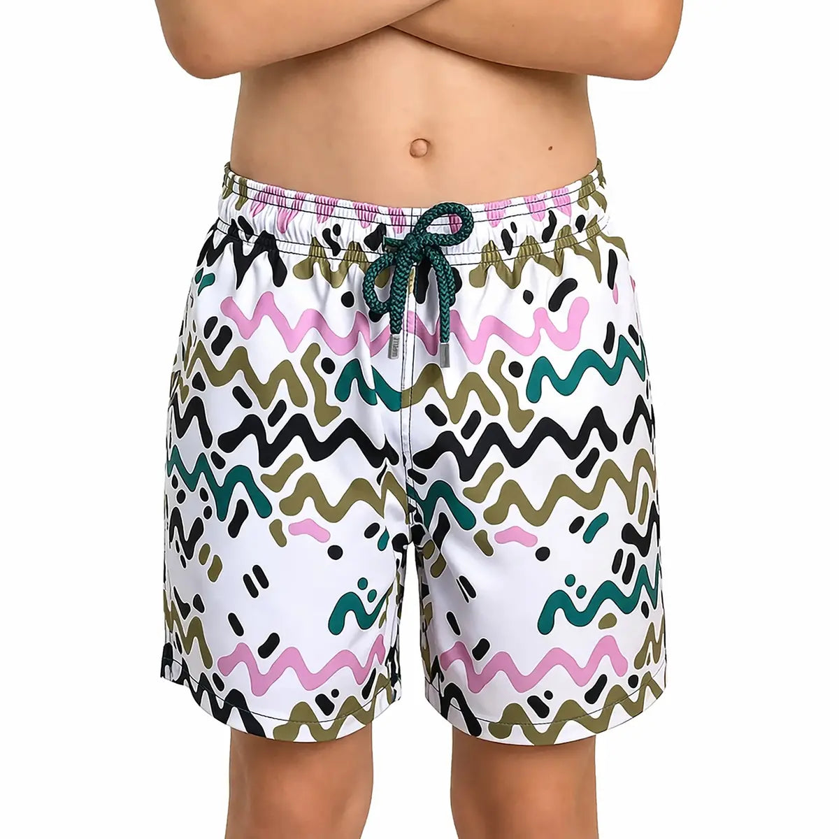 Boys Hybrid Swim & Play Shorts – Line Rush - Orchid and Kelp