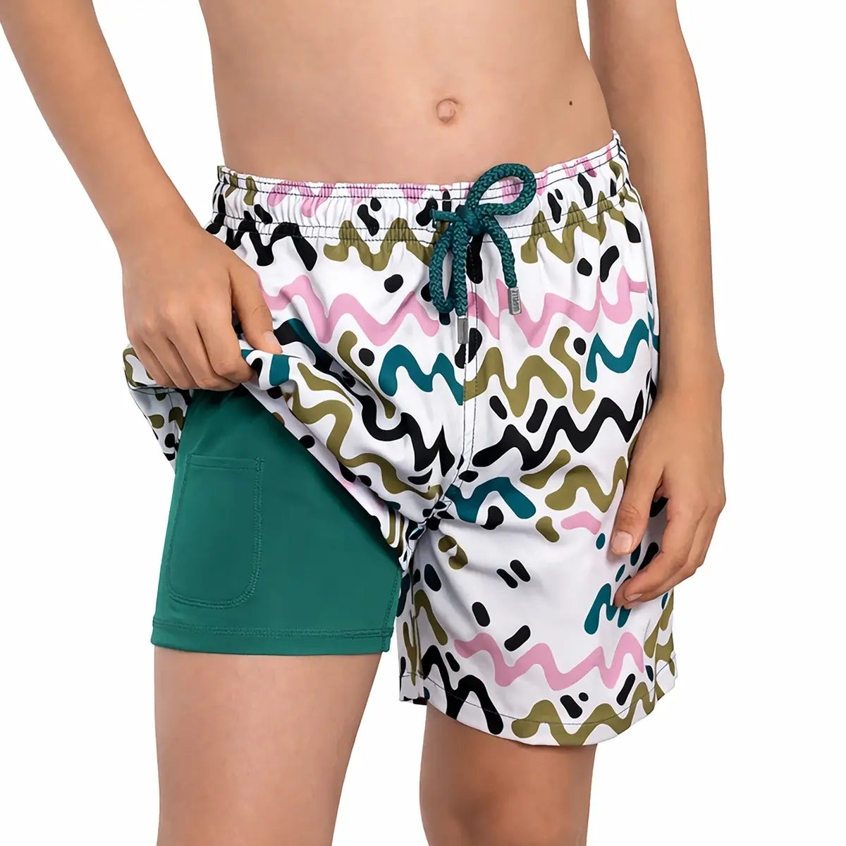 Boys Hybrid Swim & Play Shorts – Line Rush - Orchid and Kelp