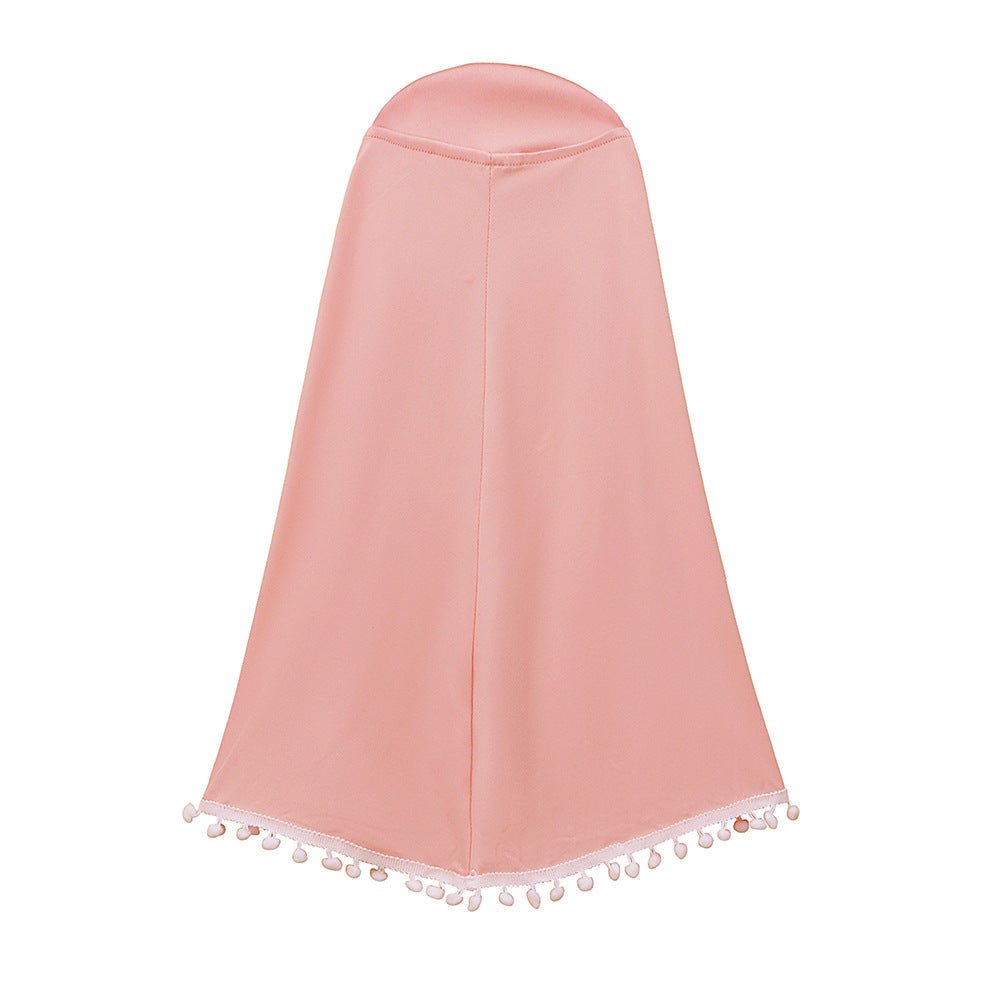 Little Muslimah Girls Dress & Hijab Set with Pom-Pom Trim (MKG028)