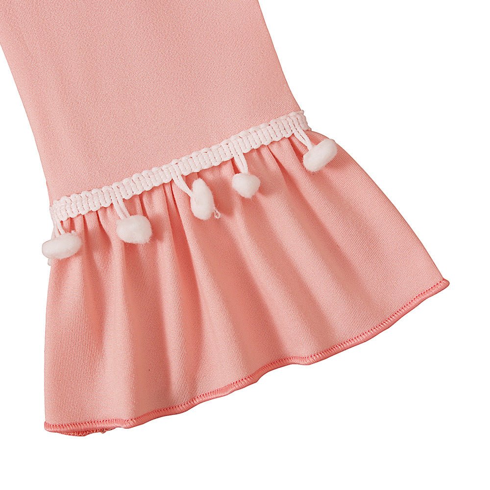 Little Muslimah Girls Dress & Hijab Set with Pom-Pom Trim (MKG028)