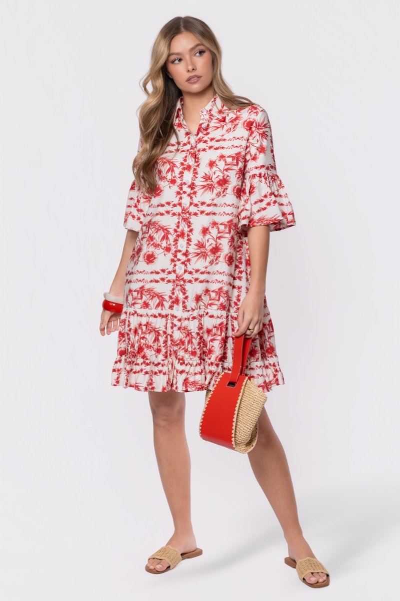 Lola Dress (White Red)