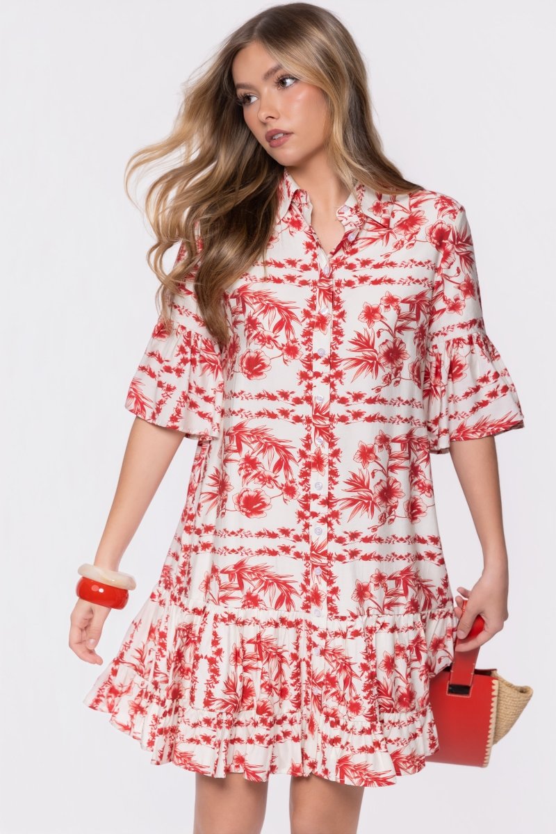 Lola Dress (White Red)