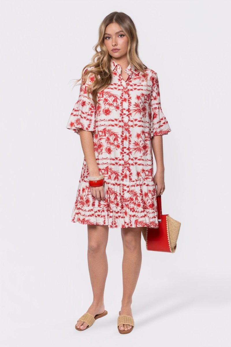 Lola Dress (White Red)
