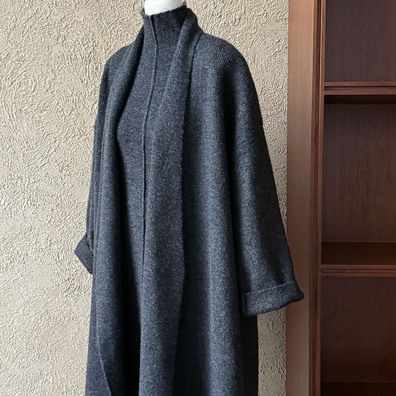 Long Knit Cardigan With Turtleneck Inner Dress For Autumn & Winter (MS177)