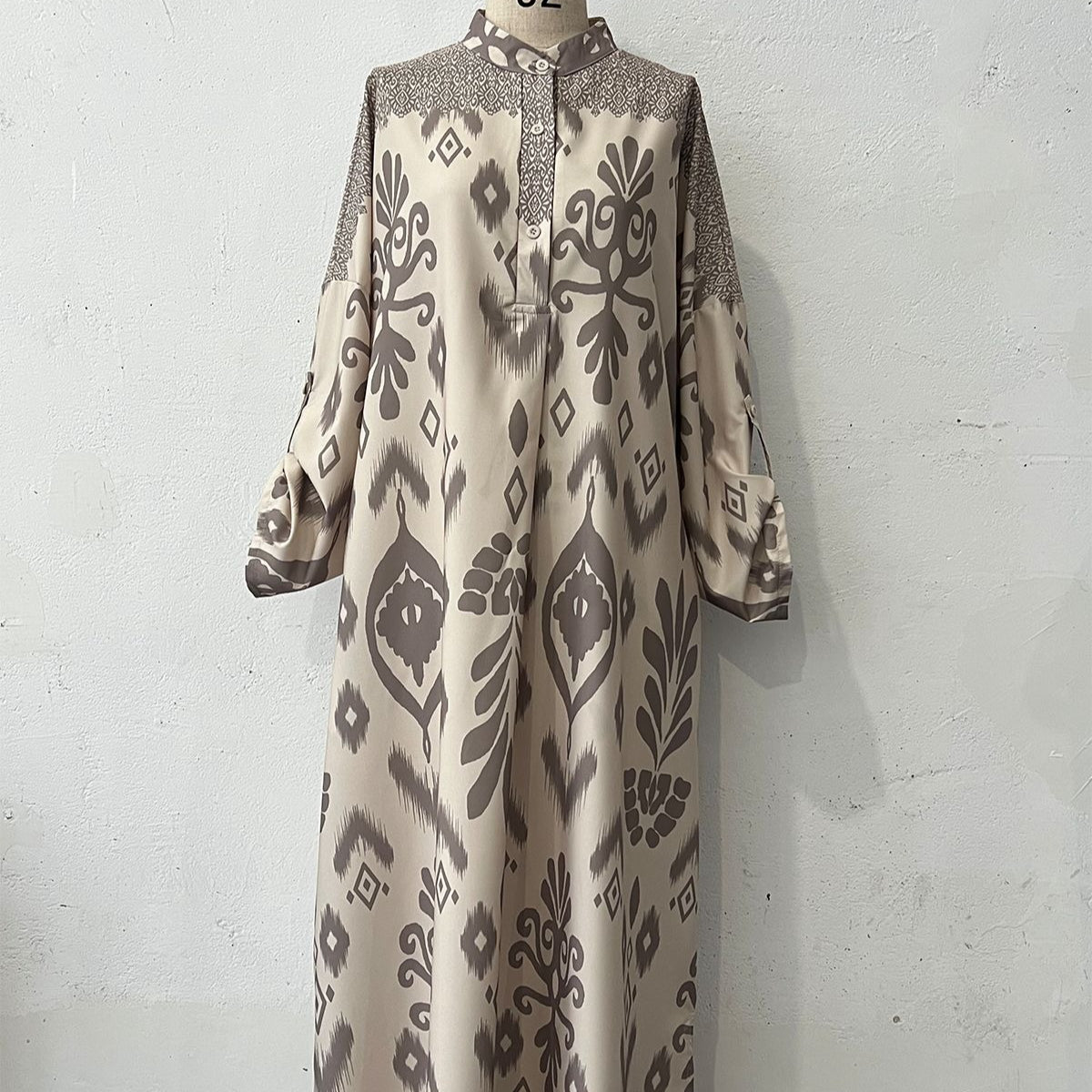 Long Sleeve Modest Maxi Dress | Elegant Ethnic Pattern Kaftan(MA379)