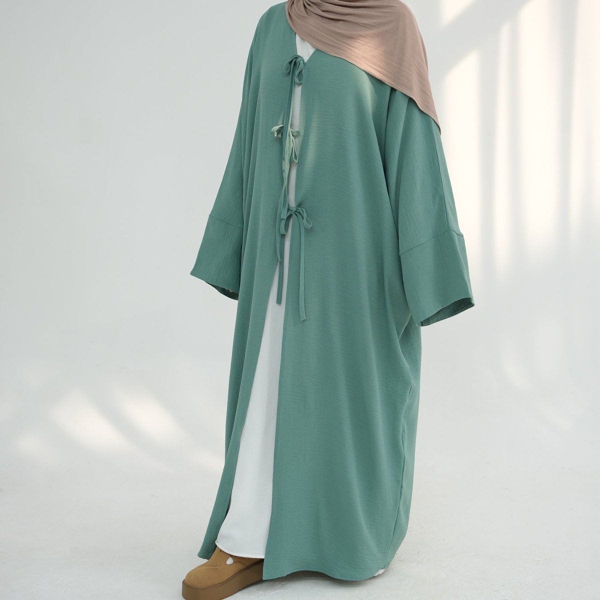 Loose Lace-Up Kimono Open Abaya (MOA107)