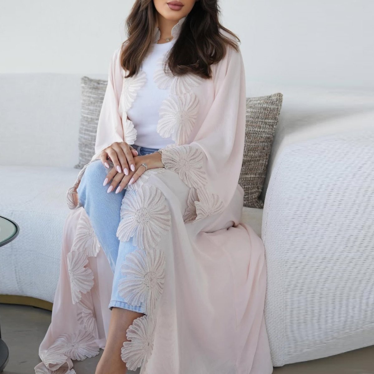 loral Appliqué Open Abaya (MOA286)
