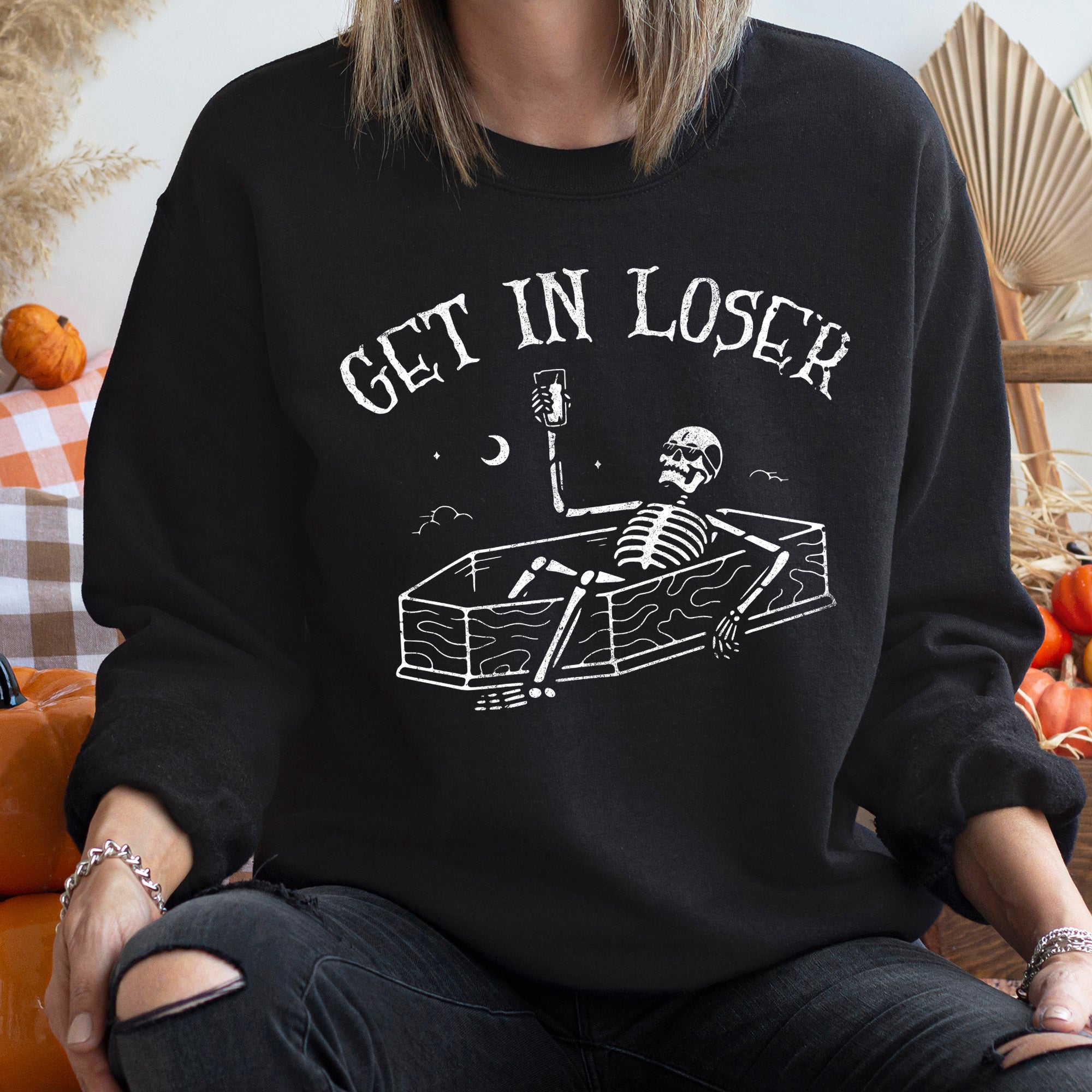 Get In Loser Vintage Skeleton Graphic Illustration Edition Limited Release Collectors Sweatshirt