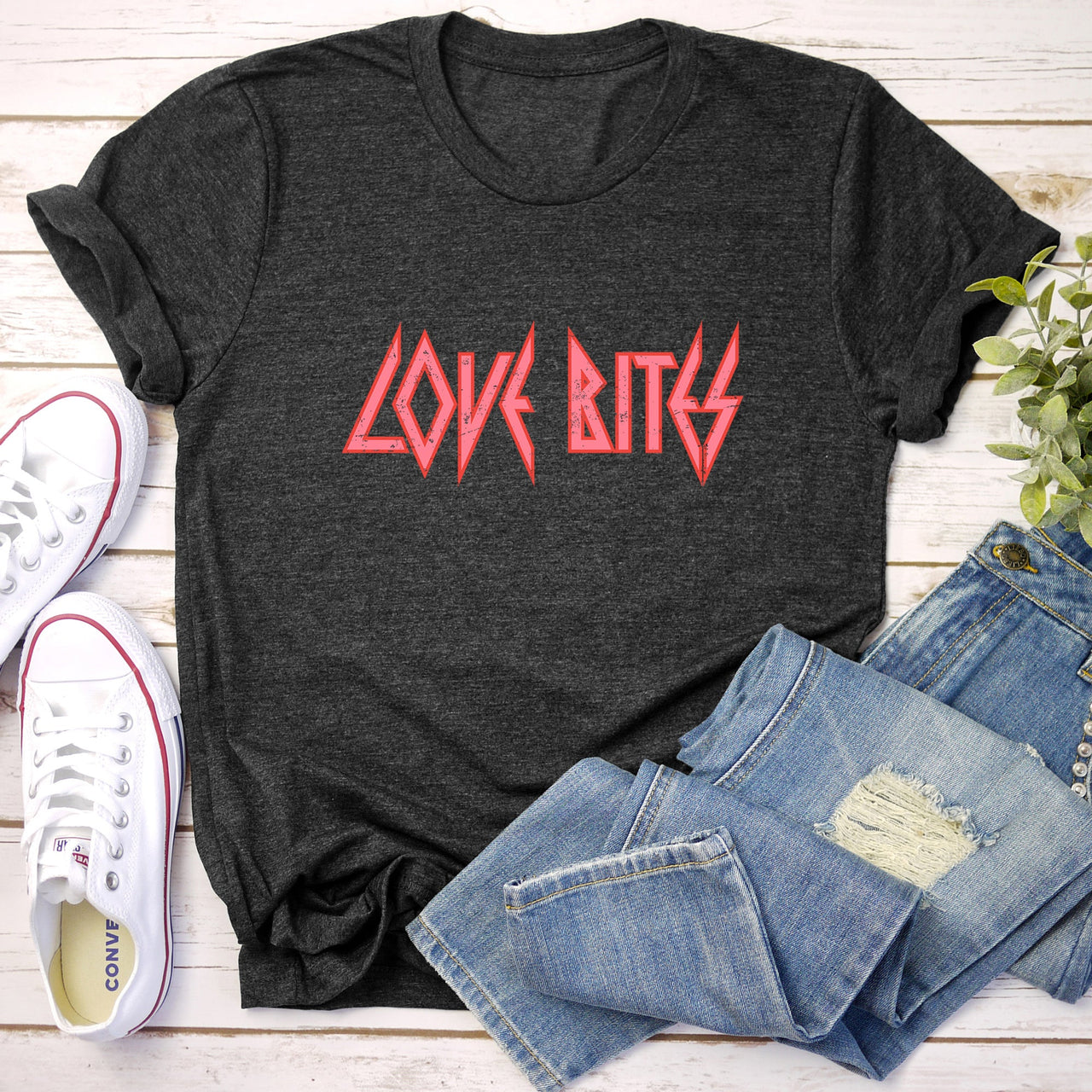 Love Bites Def Retro 80s Rock Music Vintage Style Nostalgia Throwback Pop Culture Graphic Tee